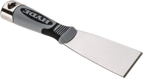 Hyde Tools - 2" Wide Stainless Steel Putty Knife - Stiff, Cushioned Grip Polypropylene Handle, 8" OAL - Apex Tool & Supply