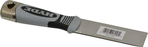 Hyde Tools - 1-1/4" Wide Stainless Steel Putty Knife - Stiff, Cushioned Grip Polypropylene Handle, 8" OAL - Apex Tool & Supply