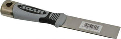 Hyde Tools - 1-1/4" Wide Stainless Steel Putty Knife - Stiff, Cushioned Grip Polypropylene Handle, 8" OAL - Apex Tool & Supply