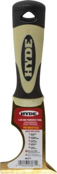 Hyde Tools - 2-1/2" Wide Brass Multi-Purpose Knife - Stiff, Cushioned Grip Polypropylene Handle, 8" OAL - Apex Tool & Supply