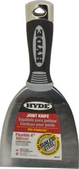 Hyde Tools - 4" Wide Stainless Steel Putty Knife - Flexible, Cushioned Grip / Hammerhead Polypropylene Handle, 8" OAL - Apex Tool & Supply