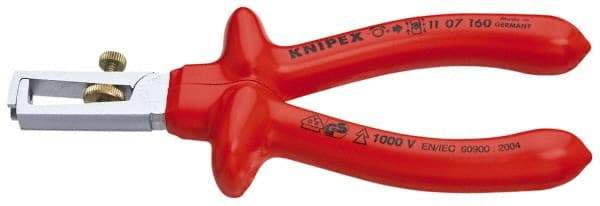 Knipex - 7 AWG to 13/64" Capacity Insulated Wire Stripper - 6-1/4" OAL, 1000 Volt Insulated Handle - Apex Tool & Supply