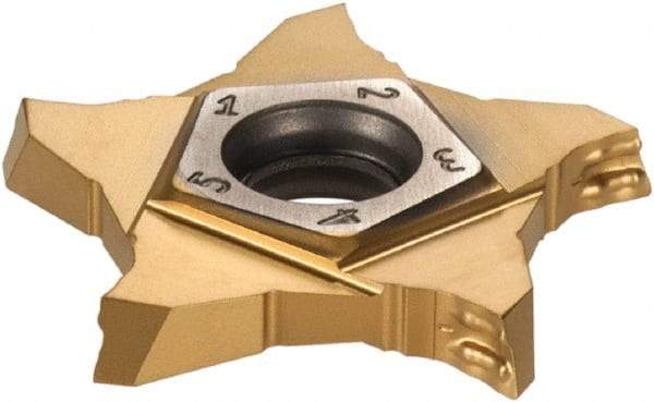Iscar - 24R300PENTA Grade IC1008, 3mm Cutting Width Carbide Grooving Insert - Right Hand, 0.2mm Corner Radius, TiN/TiAlN Finish - Apex Tool & Supply