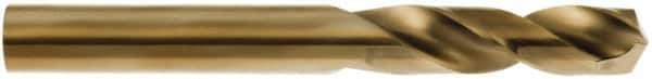 Hertel - 39/64" 135° Spiral Flute Cobalt Screw Machine Drill Bit - Oxide/Gold Finish, 2-3/4" Flute Length, 4-1/4" OAL, Split Point - Apex Tool & Supply