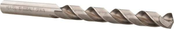 Hertel - 10mm 135° Cobalt Jobber Drill - Bright Finish, Spiral Flute, 5.2362" OAL, Split Point - Apex Tool & Supply