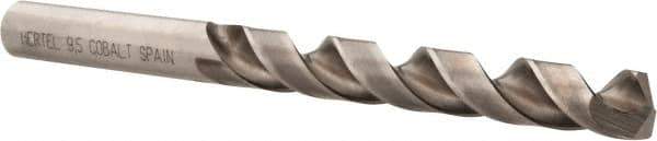 Hertel - 9.5mm 135° Cobalt Jobber Drill - Bright Finish, Spiral Flute, 4.9213" OAL, Split Point - Apex Tool & Supply
