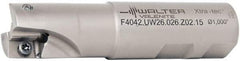 Walter - 1-1/4" Cut Diam, 15mm Max Depth of Cut, 1-1/4" Shank Diam, 3.871" OAL, Indexable Square Shoulder End Mill - AD.T 1606.. Inserts, Weldon Shank, 90° Lead Angle - Apex Tool & Supply