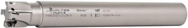 Walter - 1-1/4" Cut Diam, 11mm Max Depth of Cut, 1-1/4" Shank Diam, 10" OAL, Indexable Square Shoulder End Mill - AD.T 1204.. Inserts, Cylindrical Shank, 90° Lead Angle - Apex Tool & Supply