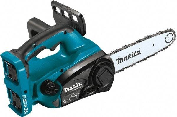Makita - 36 Volt, 1650 Ft/min, Battery Powered Chainsaw - 12" Guide Bar Length, 3/8" Chain Pitch - Apex Tool & Supply