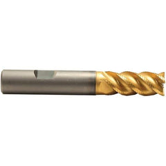 Emuge - 6mm Diam, 13mm LOC, 4 Flute Solid Carbide Roughing & Finishing End Mill - TiN/TiAlN Finish, 57mm OAL, 6mm Shank Diam, Weldon Shank, 45° Helix, Long Length - Apex Tool & Supply