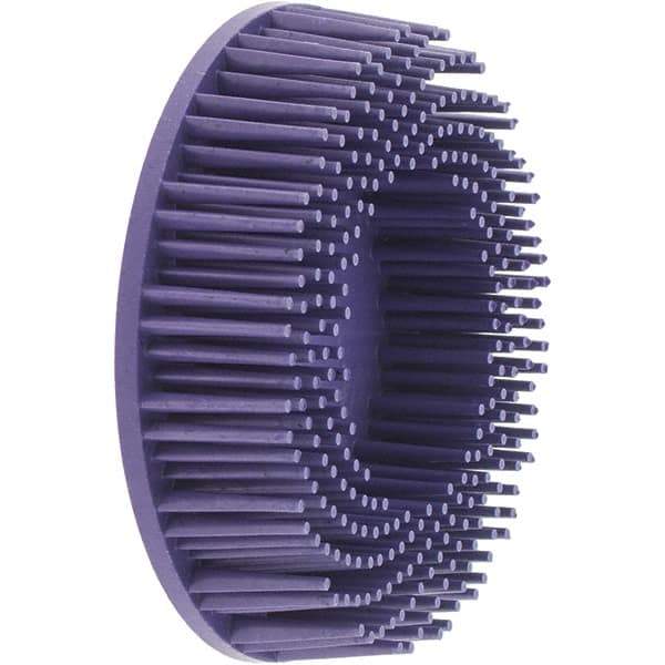 Value Collection - 3" 36 Grit Ceramic Straight Disc Brush - Very Coarse Grade, Type R Quick Change Connector, 3/4" Trim Length, 0.37" Arbor Hole - Apex Tool & Supply