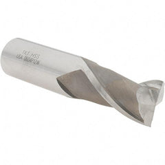 Value Collection - 1", 1-5/8" LOC, 1" Shank Diam, 4-1/8" OAL, 2 Flute, High Speed Steel Square End Mill - Single End, Uncoated, Spiral Flute, 30° Helix, Centercutting, Right Hand Cut, Right Hand Flute - Apex Tool & Supply