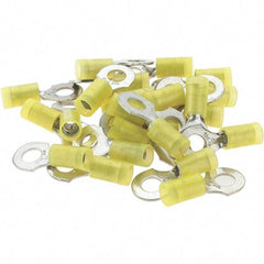 Value Collection - 12-10 AWG Partially Insulated Crimp Connection D Shaped Ring Terminal - 1/4" Stud, Tin Plated Copper Contact - Apex Tool & Supply