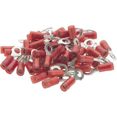 Value Collection - 22-18 AWG Partially Insulated Crimp Connection D Shaped Ring Terminal - #8 Stud, Tin Plated Copper Contact - Apex Tool & Supply