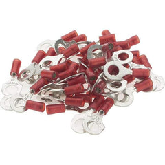 Value Collection - 22-16 AWG Partially Insulated Crimp Connection D Shaped Ring Terminal - 1/4" Stud, Tin Plated Copper Contact - Apex Tool & Supply