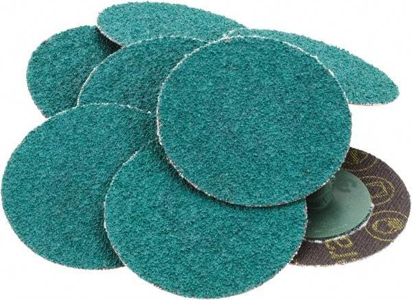 Value Collection - 2" Disc Diam, 50 Grit, Aluminum Oxide Quick Change Disc - Type R Attaching System, Coated, Green, Coarse Grade, 25,000 RPM, 264F Series - Apex Tool & Supply