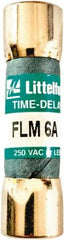 Value Collection - 250 VAC, 6 Amp, Time Delay Plug Fuse - 1-1/2" OAL, 10 at AC kA Rating, 13/32" Diam - Apex Tool & Supply