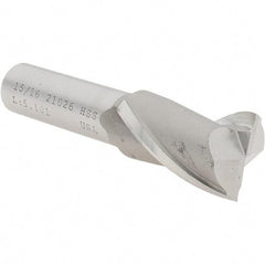 Value Collection - 15/16", 1-1/2" LOC, 5/8" Shank Diam, 3-5/8" OAL, 2 Flute, High Speed Steel Square End Mill - Single End, Uncoated, Spiral Flute, 30° Helix, Centercutting, Right Hand Cut, Right Hand Flute - Apex Tool & Supply