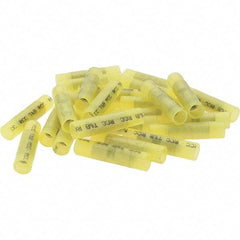 Value Collection - 12 to 10 AWG Compatible, Nylon Fully Insulated, Crimp-On Butt Splice Terminal - 2 Wire Entries, Copper Contacts, Tin Contact Plating, Yellow - Apex Tool & Supply