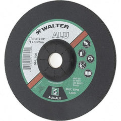 Value Collection - 7" Wheel Diam, 1/4" Wheel Thickness, 7/8" Arbor Hole, Type 27 Depressed Center Wheel - Aluminum Oxide, 8,600 Max RPM - Apex Tool & Supply