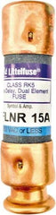 Value Collection - 125 VDC, 250 VAC, 15 Amp, Time Delay General Purpose Fuse - 2" OAL, 200 kA Rating, 9/16" Diam - Apex Tool & Supply