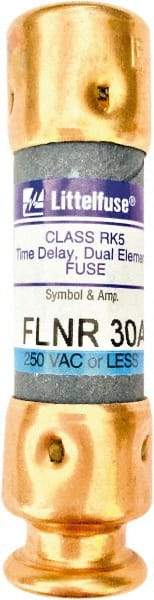 Value Collection - 125 VDC, 250 VAC, 30 Amp, Time Delay General Purpose Fuse - 2" OAL, 200 kA Rating, 9/16" Diam - Apex Tool & Supply