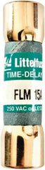 Value Collection - 250 VAC, 15 Amp, Time Delay Plug Fuse - 1-1/2" OAL, 10 at AC kA Rating, 13/32" Diam - Apex Tool & Supply
