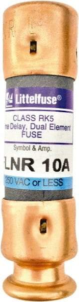 Value Collection - 125 VDC, 250 VAC, 10 Amp, Time Delay General Purpose Fuse - 2" OAL, 200 kA Rating, 9/16" Diam - Apex Tool & Supply