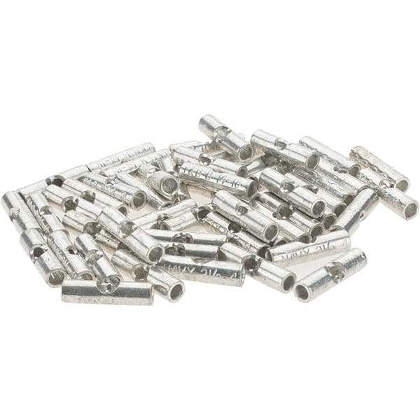 Value Collection - 18 to 14 AWG Compatible, Noninsulated, Crimp-On Butt Splice Terminal - 2 Wire Entries, Copper Contacts, Tin Contact Plating - Apex Tool & Supply