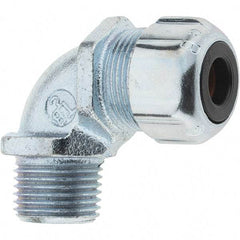 Value Collection - 1/4 to 3/8" Cable Capacity, Liquidtight, Elbow Strain Relief Cord Grip - Iron & Steel - Apex Tool & Supply
