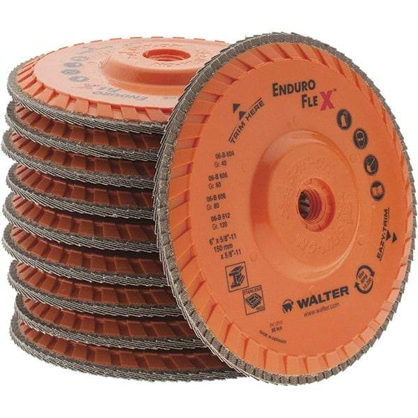 Value Collection - 120 Grit, 6" Disc Diam, 5/8-11 Center Hole, Type 29 Zirconia Alumina Flap Disc - 10,200 Max RPM, Arbor Attaching System, Coated - Apex Tool & Supply