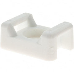 Value Collection - White, Cable Tie Mounting Base - 7/8" Long x 9.5mm High x 5/8" Wide Fastener Mount, Screw Size 8 - Apex Tool & Supply