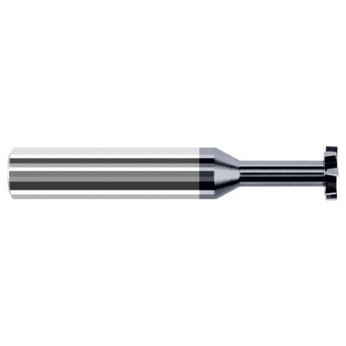 Staggered Tooth - 0.5000″ (1/2″) Cutter Diameter × 0.0050″ Radius × 0.0620″ (1/16″) Width × 0.7500″ (3/4″) Neck Length Carbide Corner Radius Stagger Keyseat Cutter, 8 Flutes, AlTiN Coated - Exact Industrial Supply