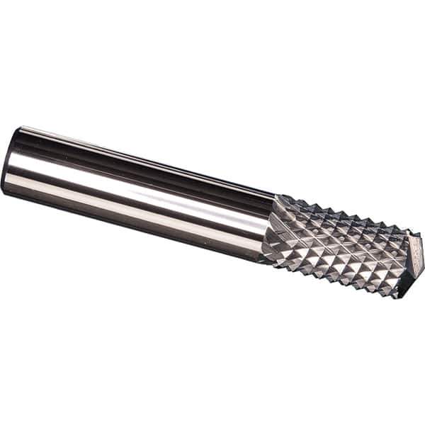 Made in USA - 1.5mm Diam, 5mm LOC, Drill Point End, Solid Carbide Diamond Pattern Router Bit - Right Hand Cut, 38mm OAL, Use on Fiberglass - Apex Tool & Supply