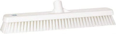 Vikan - 1.8" Bristle Length, Polyester Scrub Brush - 18" Long x 2-1/2" Wide Head, 19" OAL, European Threaded Handle, White, Polypropylene Block - Apex Tool & Supply