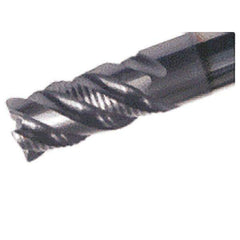 Iscar - 3/8" Diam, 3/4" LOC, 4 Flute Solid Carbide Roughing & Finishing Corner Chamfer End Mill - TiAlN Finish, 3" OAL, 3/8" Shank Diam, Straight Shank, 38° Helix, Centercutting, Regular Length - Apex Tool & Supply