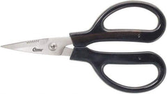 Clauss - 3" LOC, 9-1/4" OAL Stainless Steel Blunt Point Trimmers - Serrated, Plastic Handle, For Paper, Fabric - Apex Tool & Supply