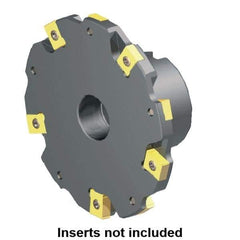 Kennametal - Shell Mount Connection, 0.2362" Cutting Width, 0.8661" Depth of Cut, 100mm Cutter Diam, 1-1/16" Hole Diam, 5 Tooth Indexable Slotting Cutter - 90° LN Toolholder, LNE 1235... Insert - Apex Tool & Supply