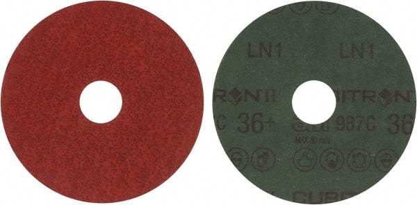 3M - 4-1/2" Diam 7/8" Hole 36+ Grit Fiber Disc - Very Coarse Grade, Ceramic, 13,300 Max RPM, Series 987C - Apex Tool & Supply