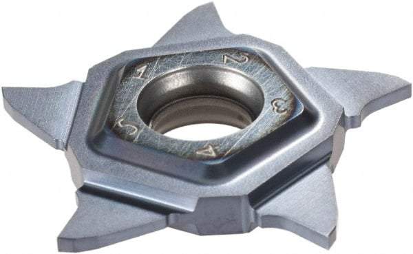 Iscar - PENTA24N100 IC908 Grade, 0.0394" Cutting Width, Carbide Cutoff Insert - Neutral Lead Angle, 0.0039" Cnr Rad, TiAlN Coated - Apex Tool & Supply