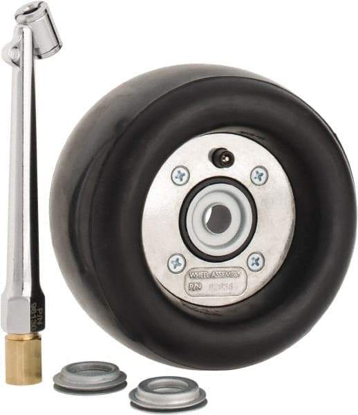 Dynabrade - 5" Wheel OD, 3-1/2" Wheel Width, 3,500 RPM, Composite, Pneumatic Wheel with Hub - 15-1/2" Long x 3-1/2" Wide, 1/2" Wheel Arbor Hole, For Use with 13206, 13207, 13507 & 13508 - Apex Tool & Supply