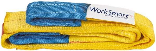 Value Collection - 4' Long x 3" Wide, 4,800 Lb Vertical Capacity, 1 Ply, Polyester Web Sling - 3,800 Lb Choker Capacity, with Eye & Eye (Flat) - Apex Tool & Supply