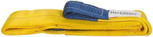 Value Collection - 8' Long x 3" Wide, 4,800 Lb Vertical Capacity, 1 Ply, Polyester Web Sling - 3,800 Lb Choker Capacity, with Eye & Eye (Flat) - Apex Tool & Supply