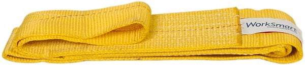 Value Collection - 6' Long x 4" Wide, 6,400 Lb Vertical Capacity, 1 Ply, Polyester Web Sling - 5,000 Lb Choker Capacity, with Eye & Eye (Flat) - Apex Tool & Supply