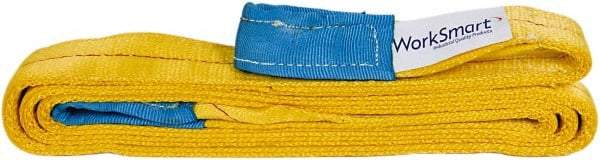 Value Collection - 10' Long x 4" Wide, 6,400 Lb Vertical Capacity, 1 Ply, Polyester Web Sling - 5,000 Lb Choker Capacity, with Eye & Eye (Flat) - Apex Tool & Supply