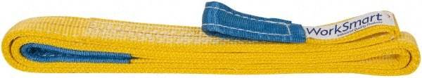Value Collection - 8' Long x 1" Wide, 3,200 Lb Vertical Capacity, 2 Ply, Polyester Web Sling - 2,500 Lb Choker Capacity, with Eye & Eye (Flat) - Apex Tool & Supply