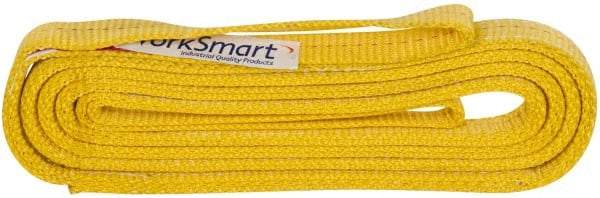 Value Collection - 10' Long x 1" Wide, 3,200 Lb Vertical Capacity, 2 Ply, Polyester Web Sling - 2,500 Lb Choker Capacity, with Eye & Eye (Flat) - Apex Tool & Supply