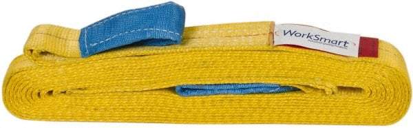 Value Collection - 12' Long x 2" Wide, 6,400 Lb Vertical Capacity, 2 Ply, Polyester Web Sling - 5,000 Lb Choker Capacity, with Eye & Eye (Flat) - Apex Tool & Supply