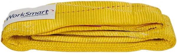 Value Collection - 3' Long x 3" Wide, 8,600 Lb Vertical Capacity, 2 Ply, Polyester Web Sling - 6,900 Lb Choker Capacity, with Eye & Eye (Flat) - Apex Tool & Supply