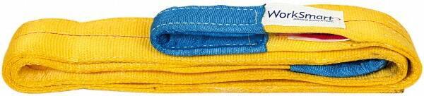 Value Collection - 8' Long x 3" Wide, 8,600 Lb Vertical Capacity, 2 Ply, Polyester Web Sling - 6,900 Lb Choker Capacity, with Eye & Eye (Flat) - Apex Tool & Supply